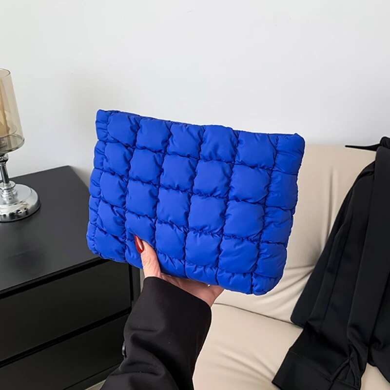 Women Pouch Padded Quilted Storage Puffer Makeup Large Cosmetic Organizer Bag Clutch Handbag Beauty Case