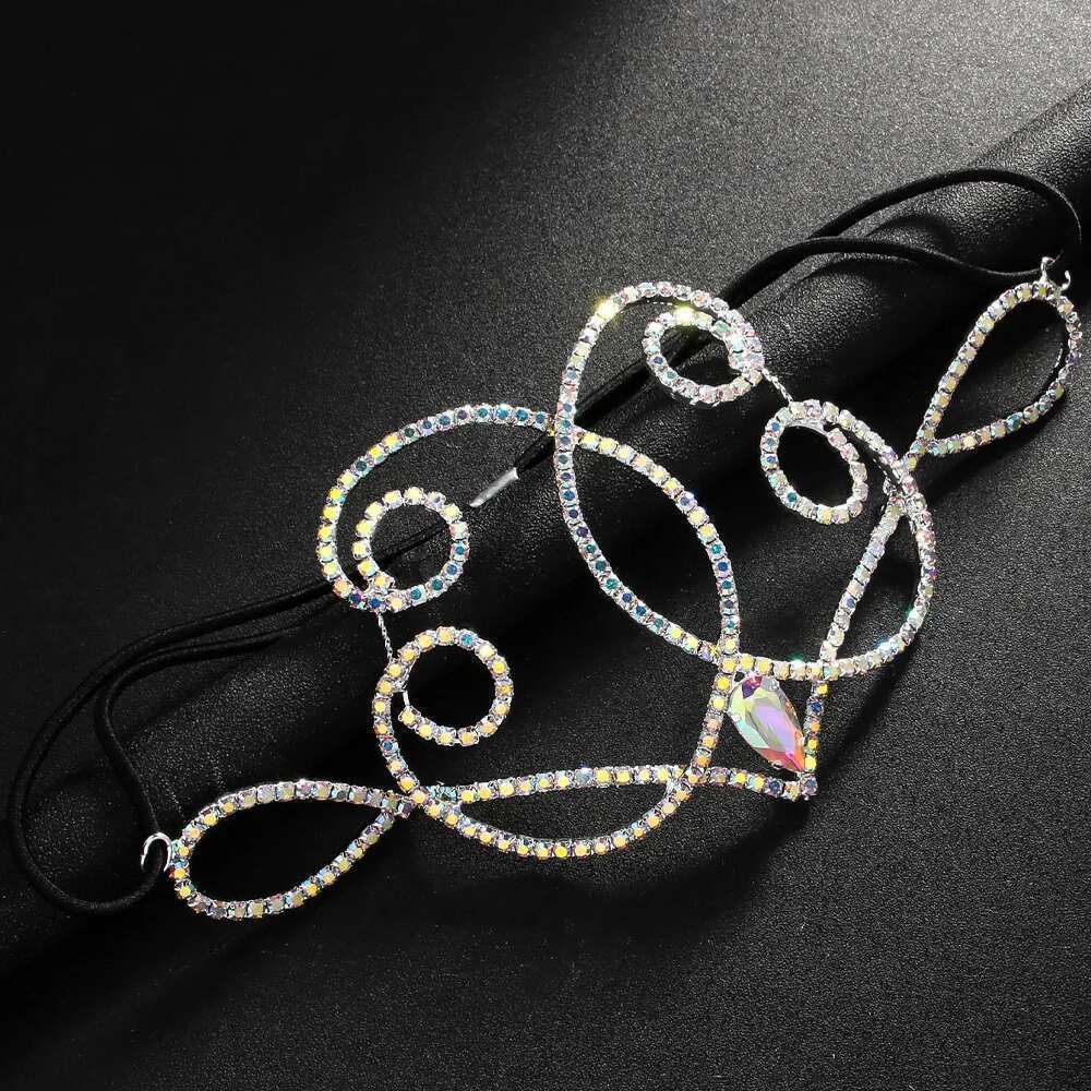 Stonefans Colourful Belly Forehead Headpiece Ballroom Jewelry Tribal Dance Water Drop Rhinestone Hair Chain Taira Handmade