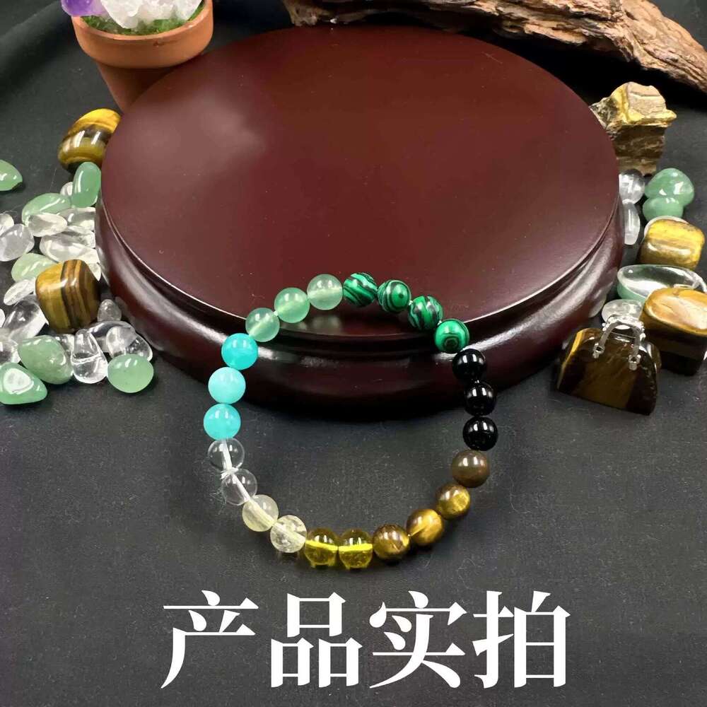 Temu Xiyin TK Natural Green Dongling Yellow Crystal Pea Tiger Eye Stone Bracelet