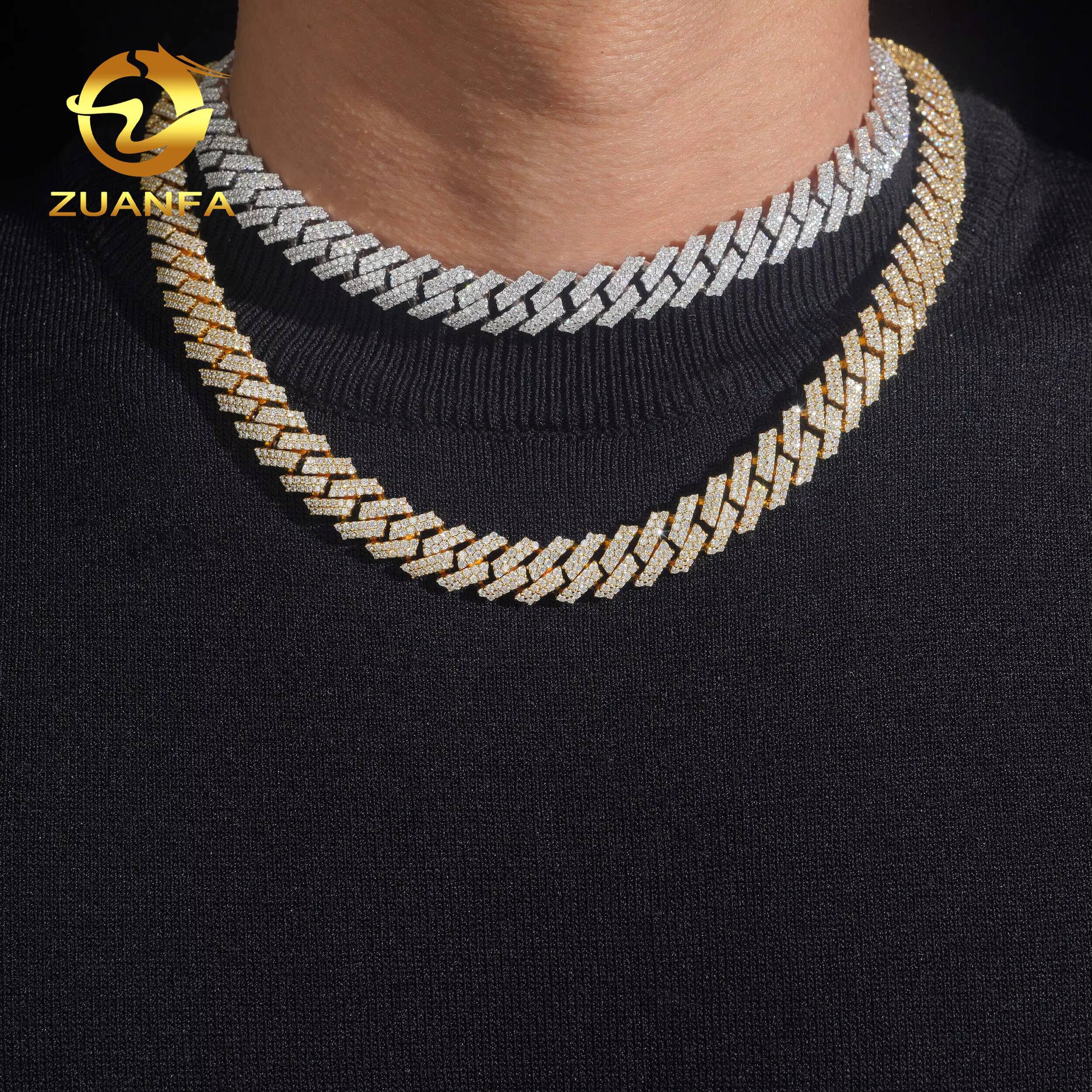 USA Local Stock Cuban Chain Moissanite Hip Hop Jewelry 12mm Diamond Cuban Link Chain 925 Silver Iced Out Cuban Bracelet for Men