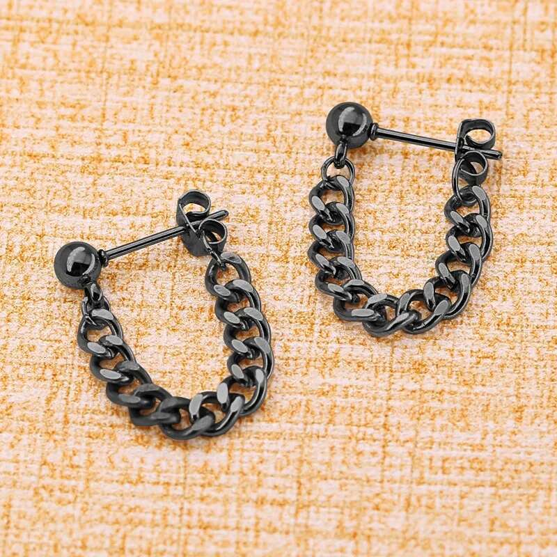 New 1 Pair Titanium Steel Chain Earrings For Men Women Hiphop Rock Punk Fashion Jewelry Piercing Earring