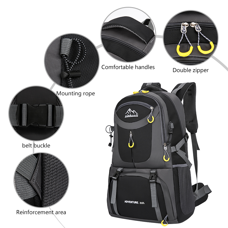 60L Lightweight Hiking Backpack with Shoe Compartment 900D Water Resistant Nylon Outdoor Sport Daypack Trekking Bag for Camping/Climbing/Cycling Daypa