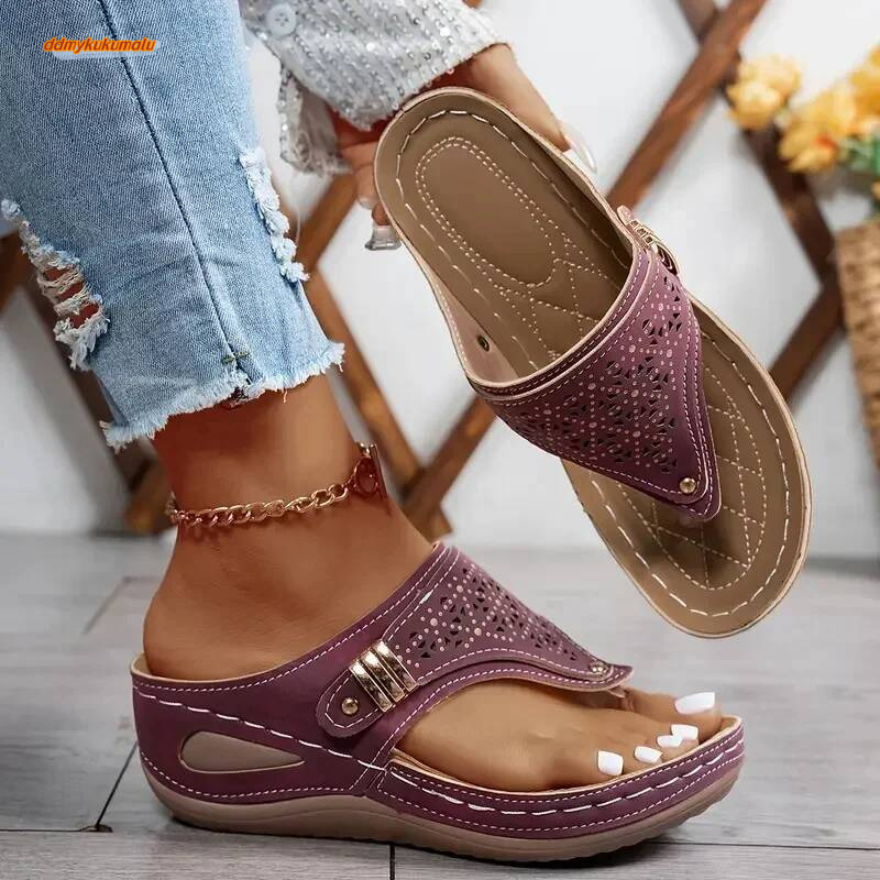 Summer New Flip Flops Fashion Wedge Sandals Casual Designer Shoes Open Toe Slip on Platform Slippers Slides Women ddmykukumalu