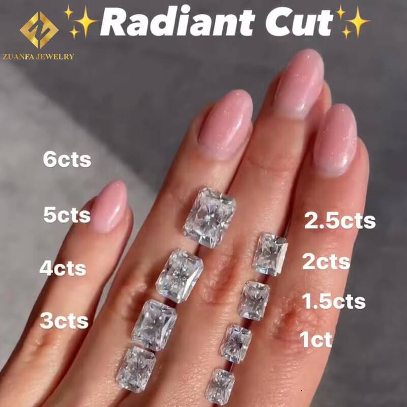 Zuanfa Jewelry Custom Crushed Ice 14K Solid Gold Lab Grown Diamond Wedding Rings Lab Diamonds Rings Radiant Cutting