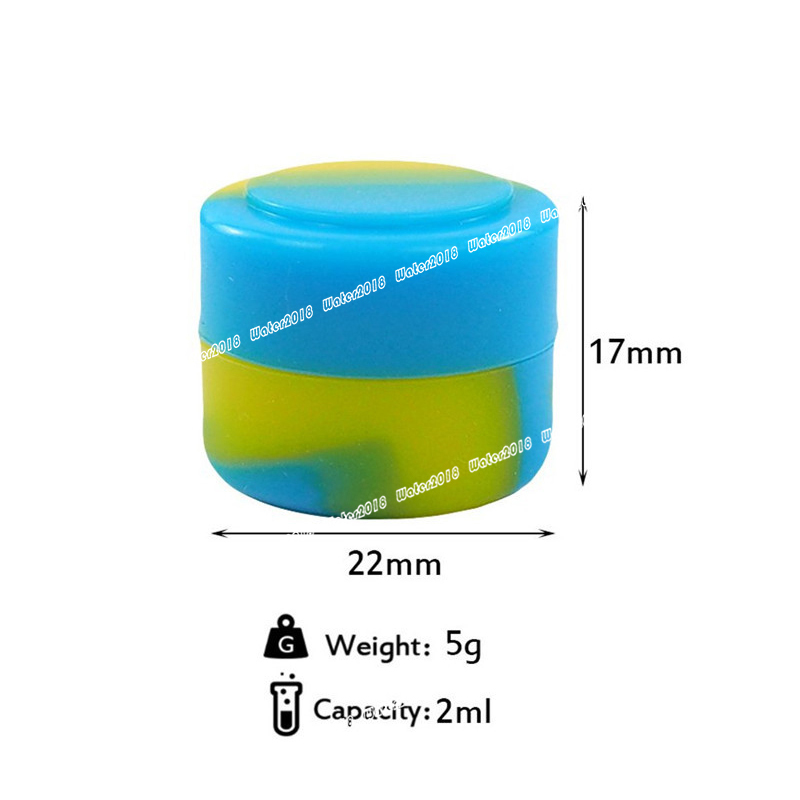 2ML Non-Stick Jars Silicone Container Silicone Box Cigarette Paste Box Dab Wax Oil Container Storage