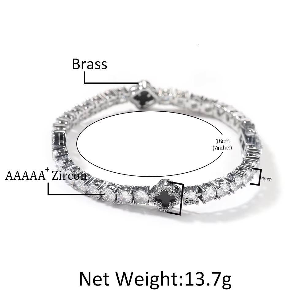 2024 New Trendy Fashion Jewelry Clover Necklace Lucky Grass Bracelet Tennis Chain Hip Hop Jewelry Famous Design Jewelry