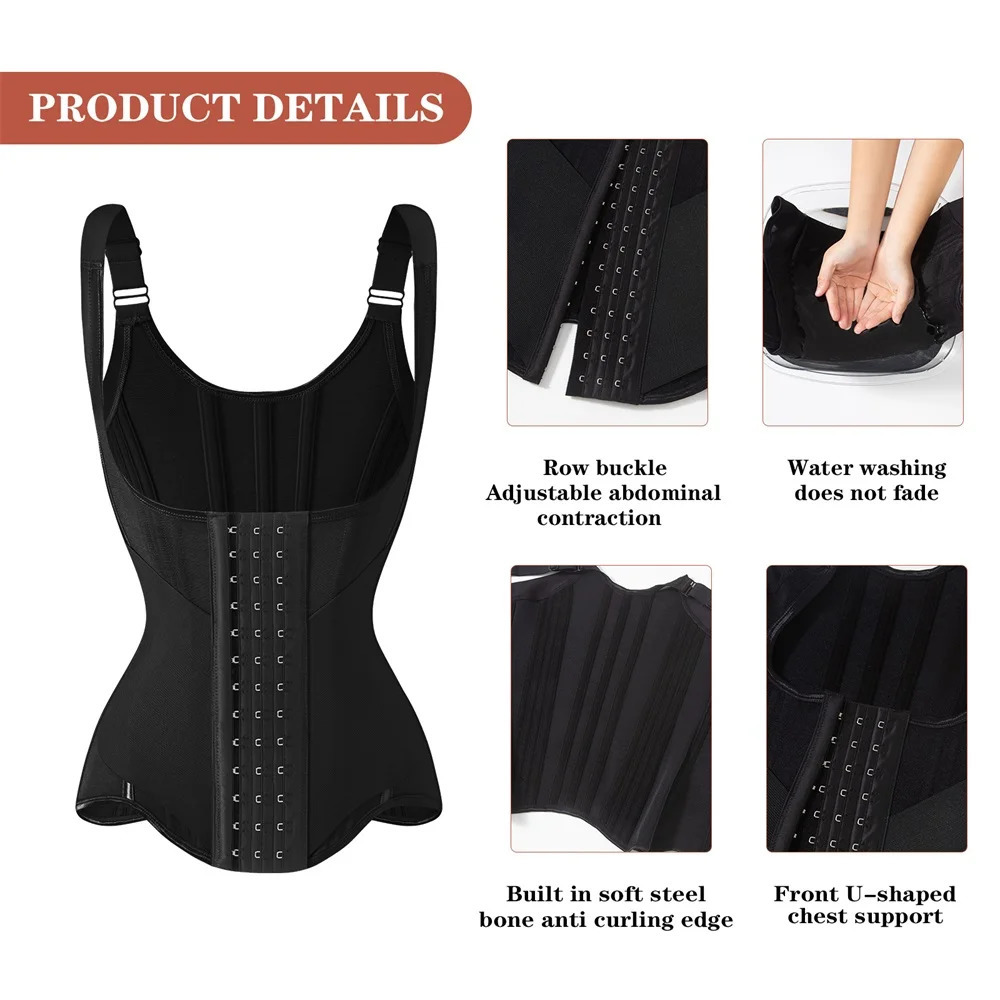 Waist trainer abdominal control body shape weight loss tight corset hourglass waist pleated vest 250430