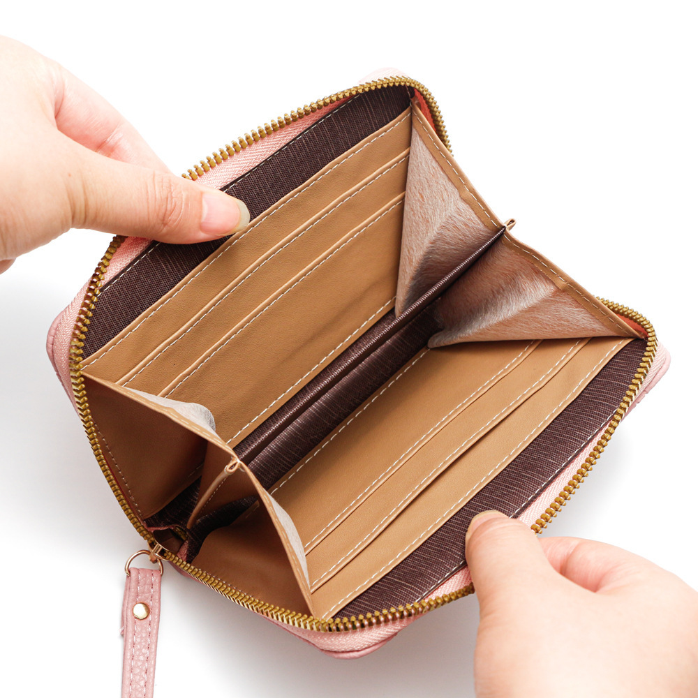 Designer Wallet New Solid Color Korean Version Cute Long Zero Wallet Large Capacity Women S Multi Card Zipper Hand Held Mobile Phone Bag Women Luxury 