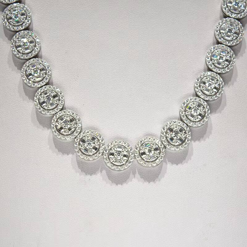 Decent Design 13mm Width 925 Sterling Silver Iced Out Moissanite Hip Hop Iced Out Tennis Link Chain
