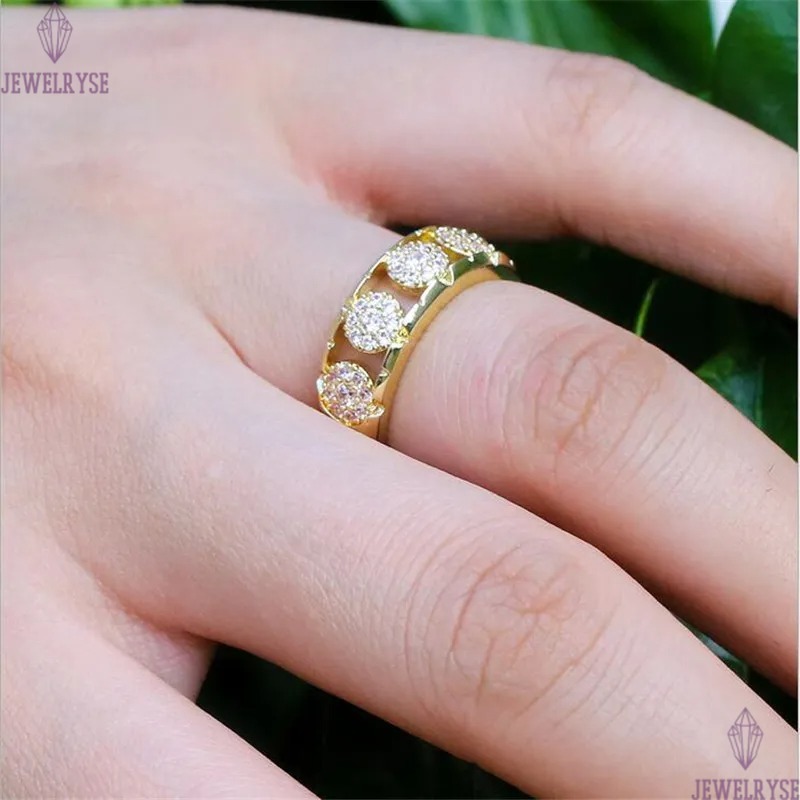 Hot Sell Fashion Jewelry Wedding Band Ring 925 Sterling Silver Gold Fill Pave White Sapphire CZ Diamond Popular Women Bridal Ring Gift