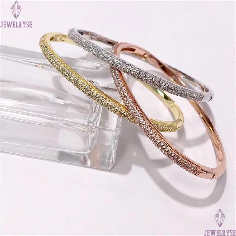 Choucong Brand Desgin Wedding Bangle Sparkling Luxury Jewelry 18K White Gold Fill Full White Sapphire Pave Zircon CZ Diamond Gemstones Women Bracelet 