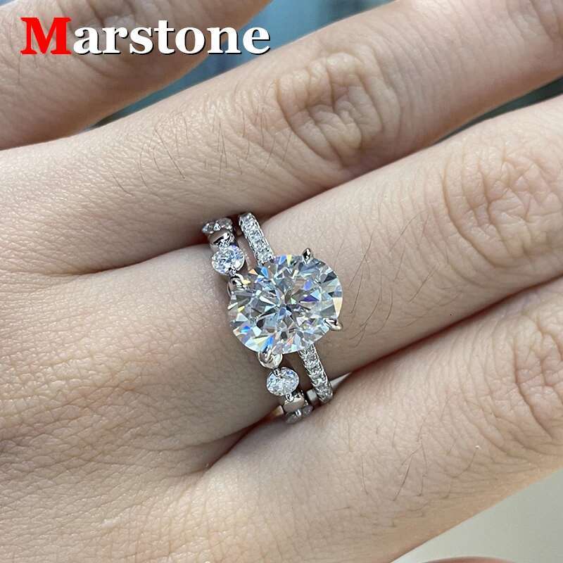 Full Moissanite Diamond D Color Oval Ladys Band Ring S925 Sterling Sliver 18K White Gold Plated Rings Fine Jewelry for Women