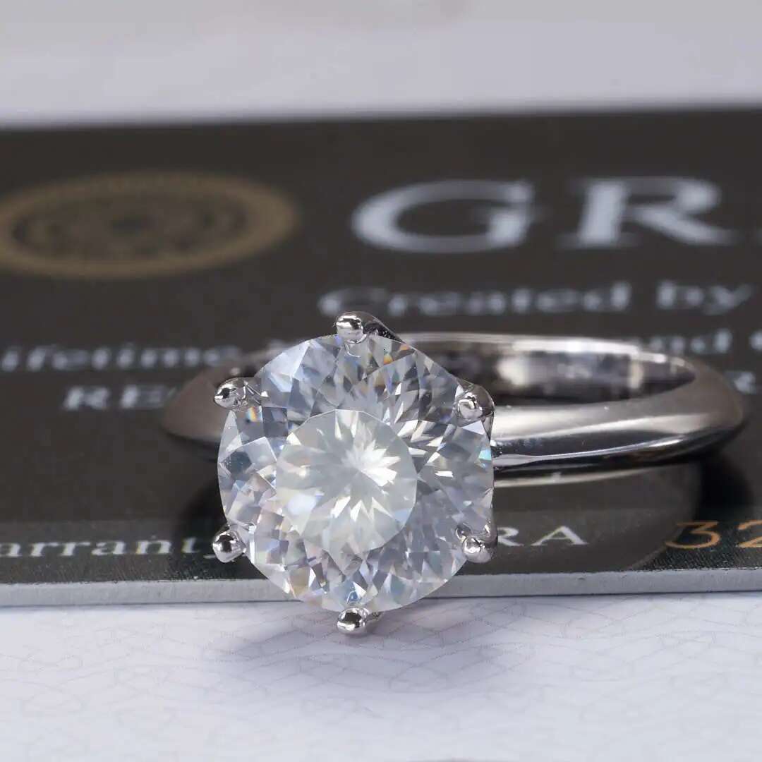 1/2/3/5CT 100-Faceted D Color Moissanite Classic Womens Ring S925 Sterling Silver Moissanite Diamond Wedding Rings