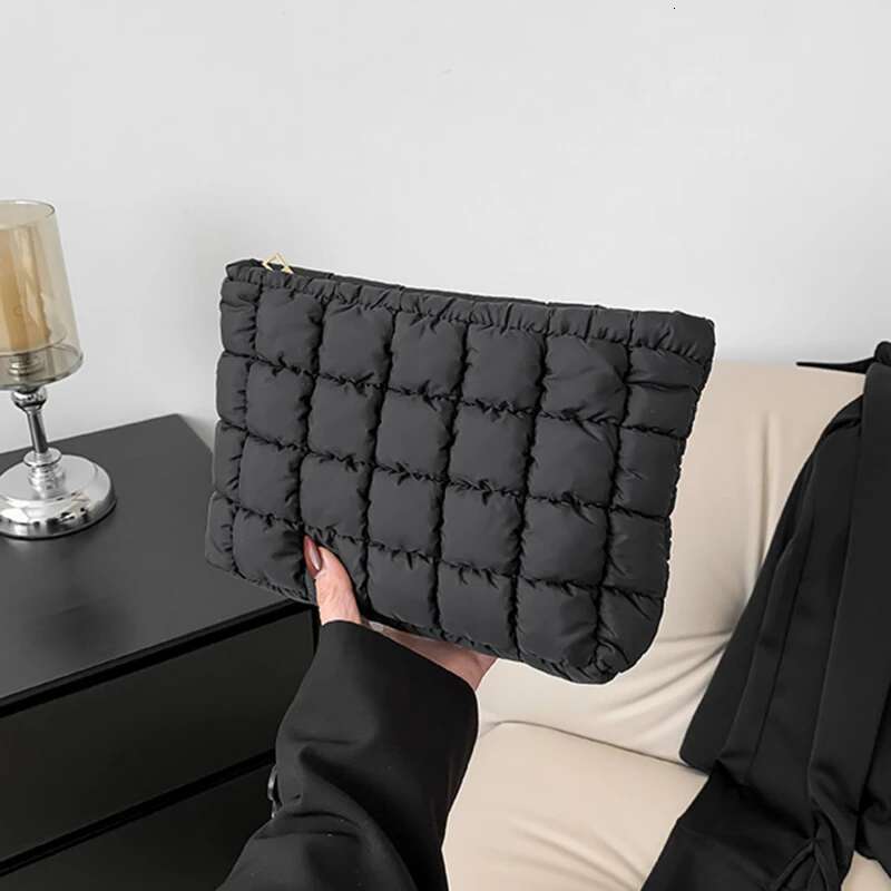 Women Pouch Padded Quilted Storage Puffer Makeup Large Cosmetic Organizer Bag Clutch Handbag Beauty Case