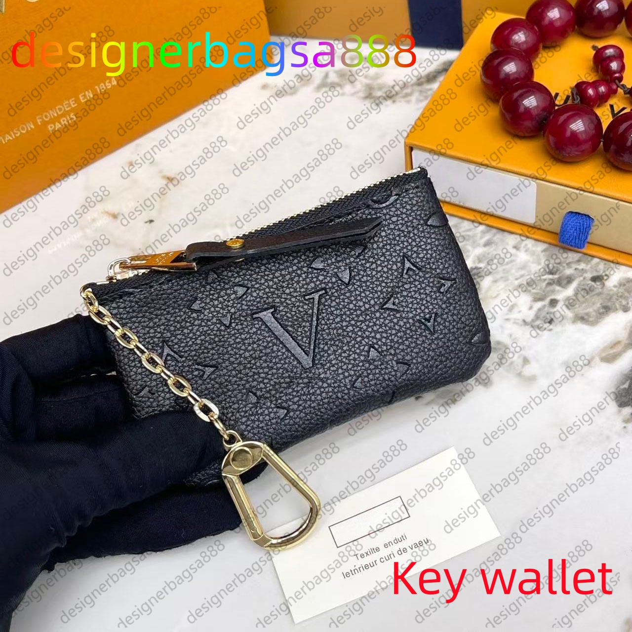 2026 KEY POUCH 62650 POCHETTE CLES Designers Fashion Women Men Key Ring Credit Card Holder Coin Purse Mini Wallet Leather Handbags Pink keybag 62650