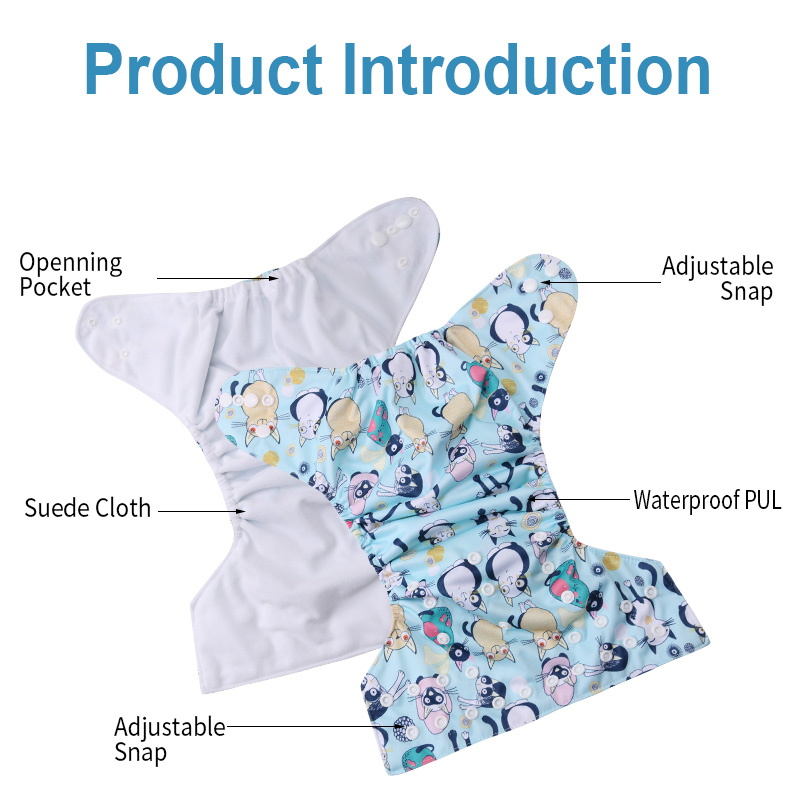 2025 Fashion Reusable Baby Pocket Cloth Diaper With Microfiber Insert 4 Sets One Size Fit All 3-15 KG Baby Nappies Washable Adjustable Size Quick Abso