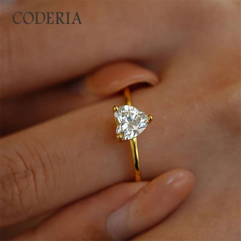 GRA Certified Moissamite Heart Ring D Color VVS1 1CT Brilliant Diamond Finger Band Women 925 Sterling Silver Wedding Jewelry