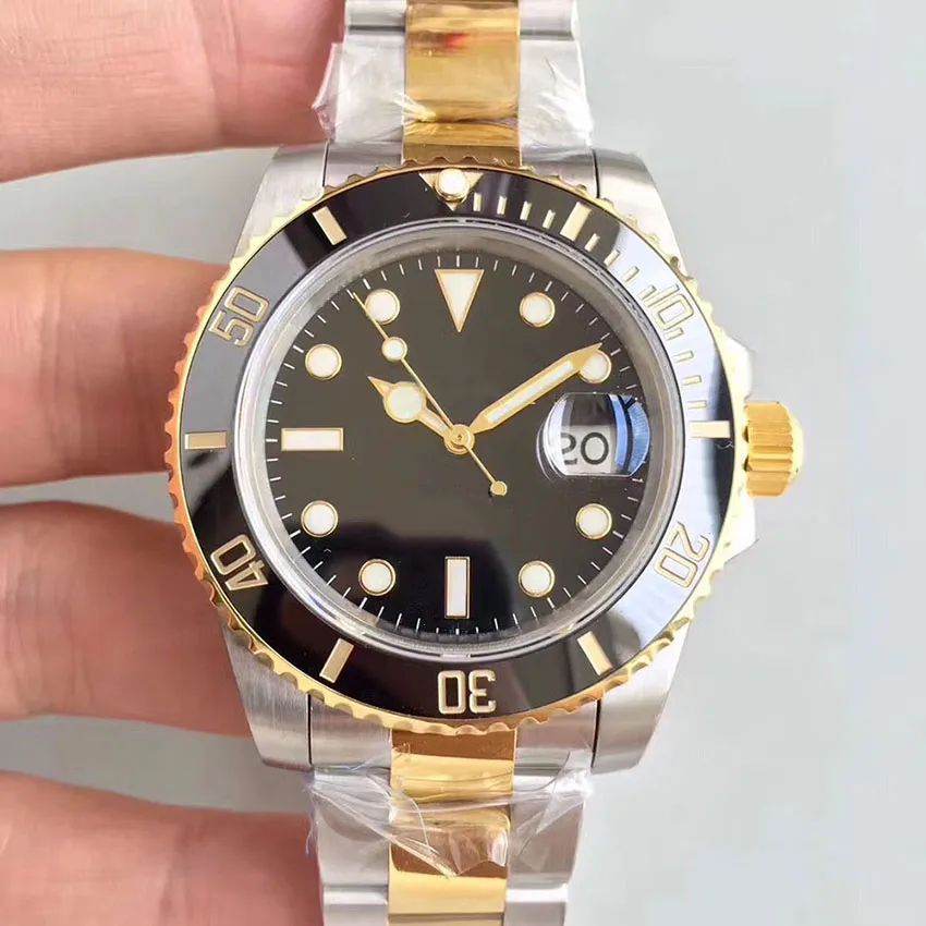 U1 St9 Steel Black Dial top Men Watch Automatic 41MM Ceramic Bezel Gold Dial Glide Lock Flod Clasp Sapphire Glass