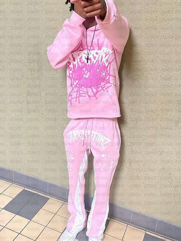 BIG PROMOTION Y2K European and American Autumn/spring Men's Hip Hop Street Spider Web Letter Printed Loose Hooded Sweater fashion clothing women