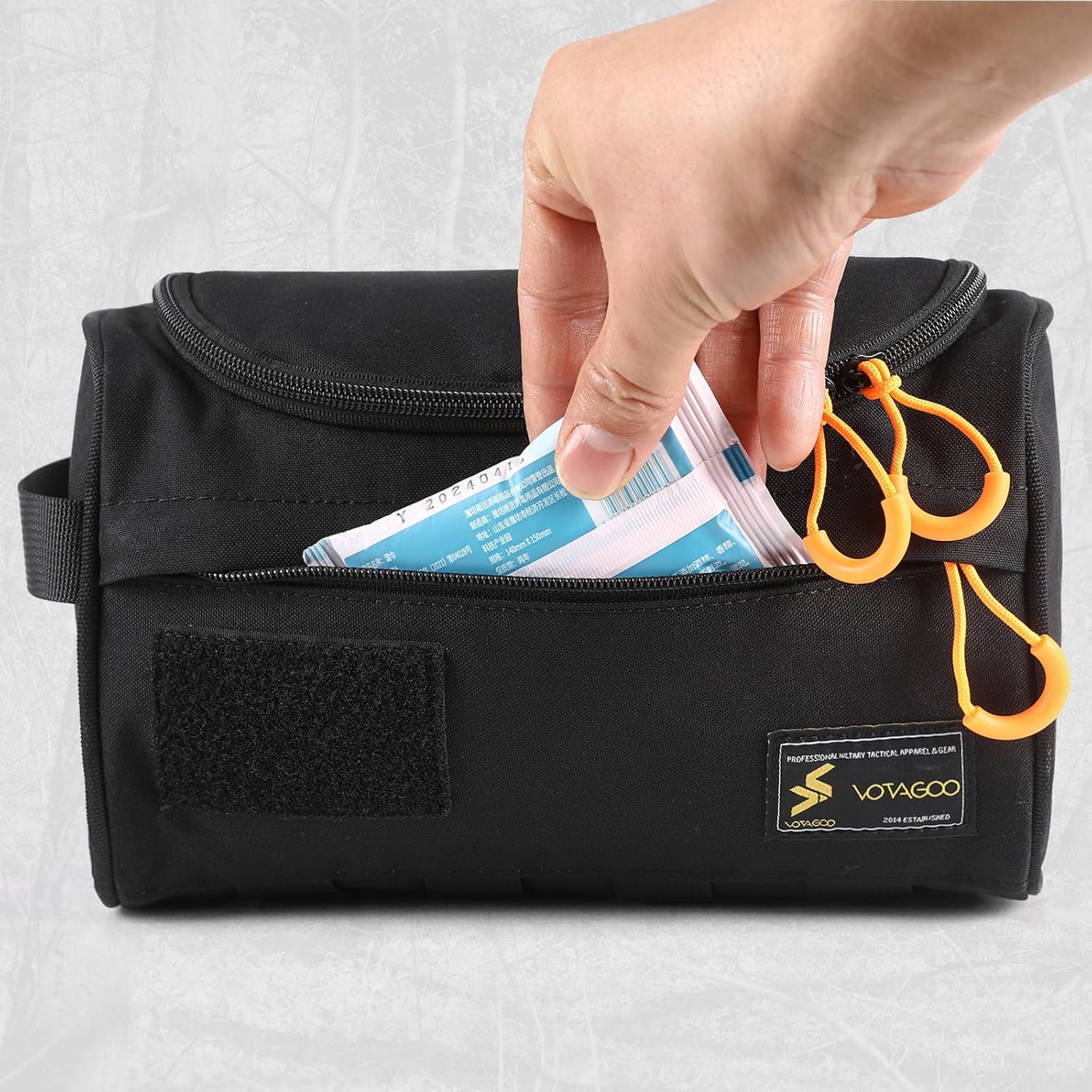 VOTAGOO Toiletry Bag for Men 500D Nylon Waterproof Tactical Shower Bag with Hanging Hook, Dry Wet Separation for Travel, Camping, Hunting, Outdoor Ess