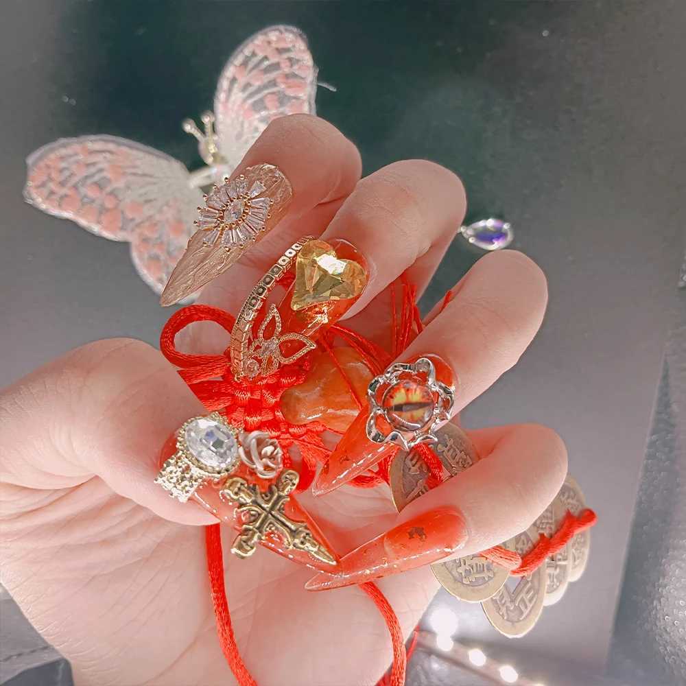 10pcs high-quality hand pressed nails real shooting pure handmade drawing accumulated dragon amber squeezing super cool H25429