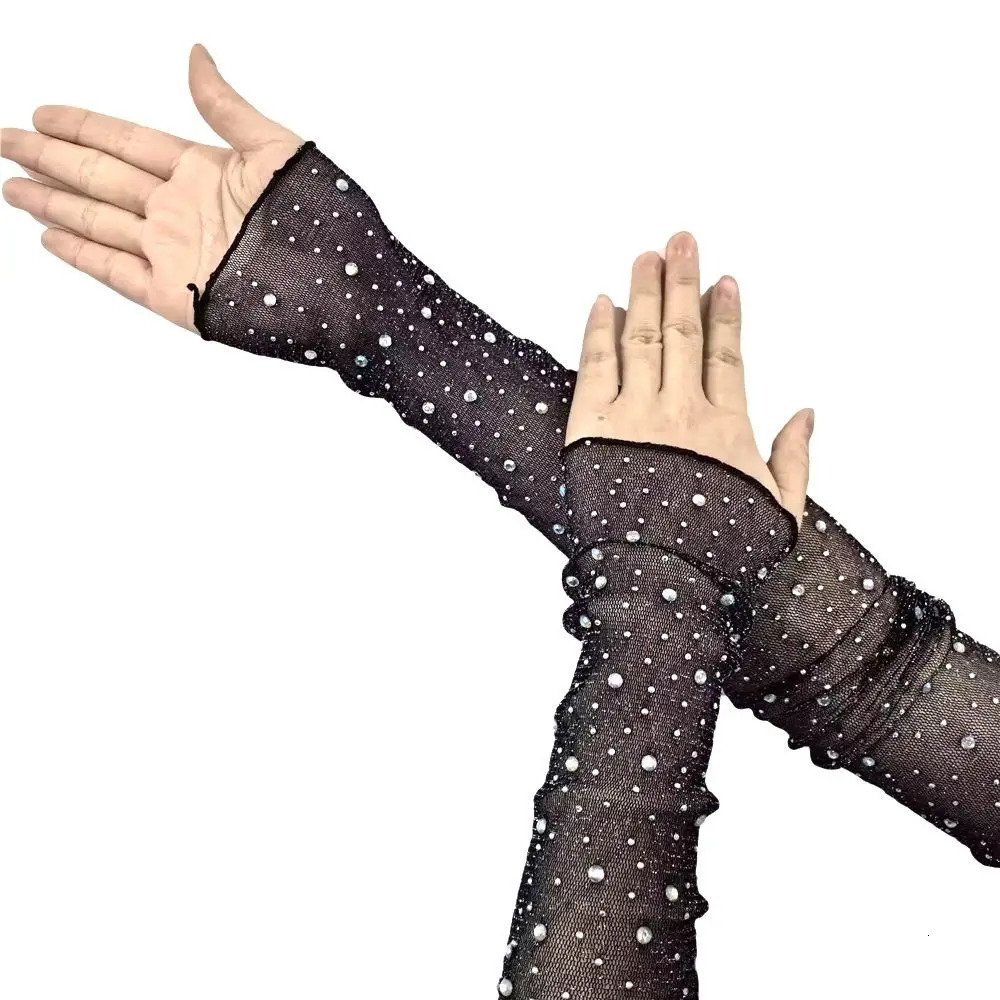 Sweet Sun Protection Crystal Arm Sleeves Mesh Long Sleeves Ice Silk Sleeve Breathable Hand Sleeves Summer Arm Sleeves For Women 250430