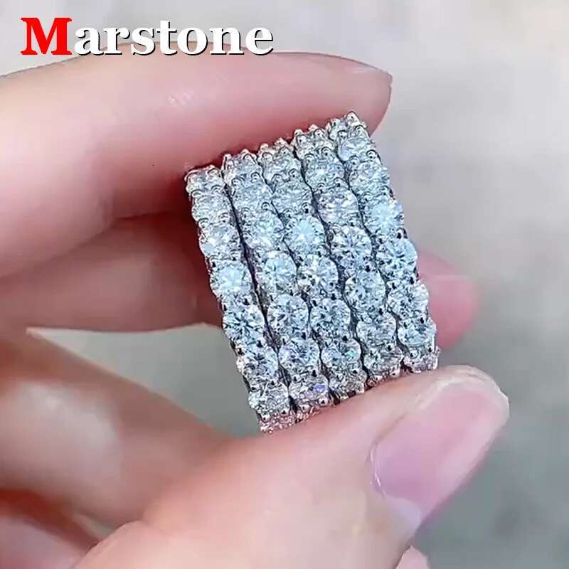 3MM Full Moissanite Diamond D Color Womens Ring S925 Sterling Sliver 18K White Gold Engagemet Rings Fine Jewelry for Women