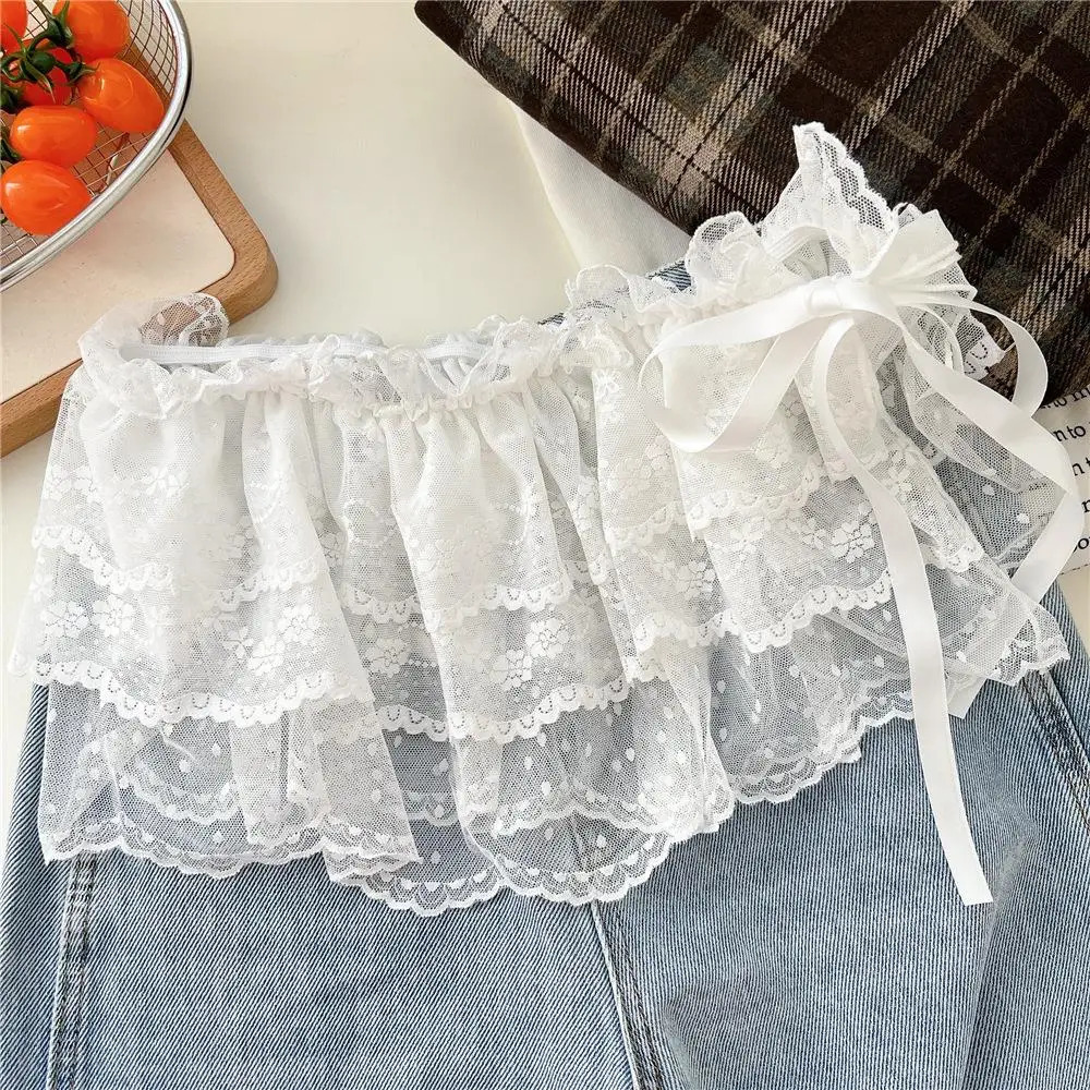 Lace Mini Skirts Women Elegant Sweet Lolita Short Skirts High Waist Y2k Streetwear Ruffle Skirts Lace Trim Butt Curtain Skirt 250428