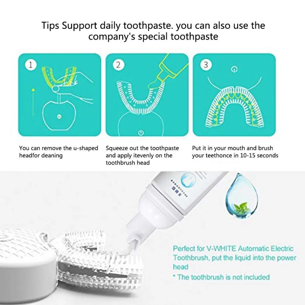 U Shape 360 Degree Automatic Lazy Sonic Electric Toothbrush Cold Blue Light Tooth Whitening Tool Ultrasonic Tooth Cleaner Brush 251126