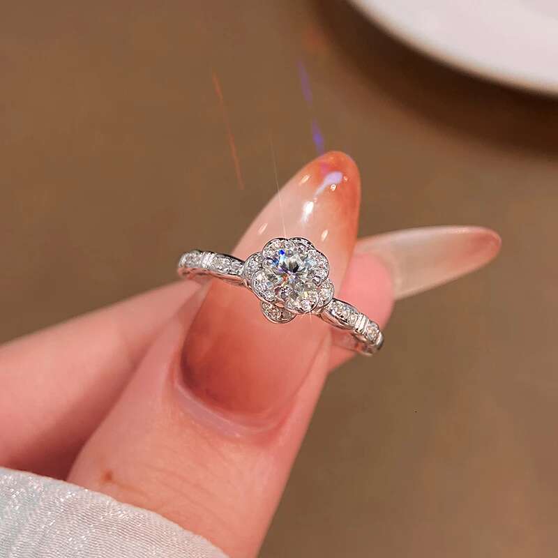 KNB 4MM Moissanite Diamond Rose Spen Gemstone Rings for Woman 925 Sterling Silver Wedding Exquisite High Quality Fine Jewelry