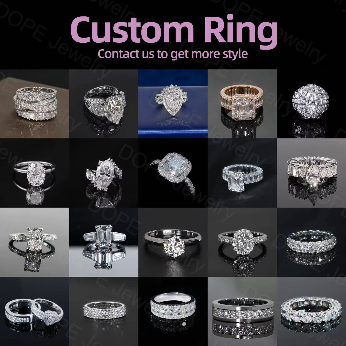 Classic Moissanite Ring 925 Silver 14K Gold Plated VVS 2 Carats Solitaire Iced Out Prong Women Engagement Wedding Ring