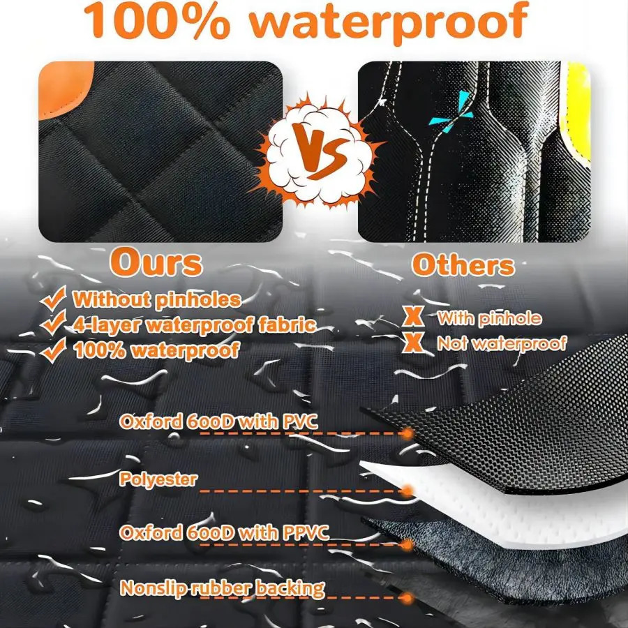 Dog car seat cover for rear seats 100% waterproof dog car suspension with visual mesh windows and side zipper car seats and door protection 250427