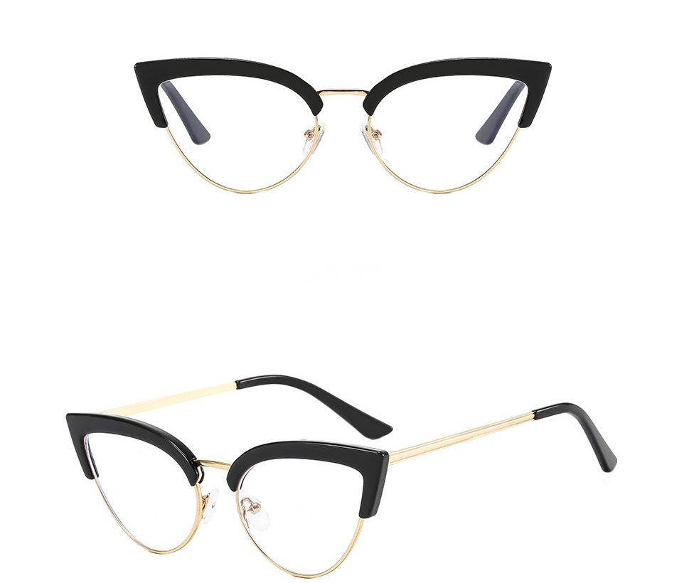 Designer Sunglasses For Women Men Cat Eye Anti-Blue Light Glasses Half Frame Trendy Metal Frame Glasses