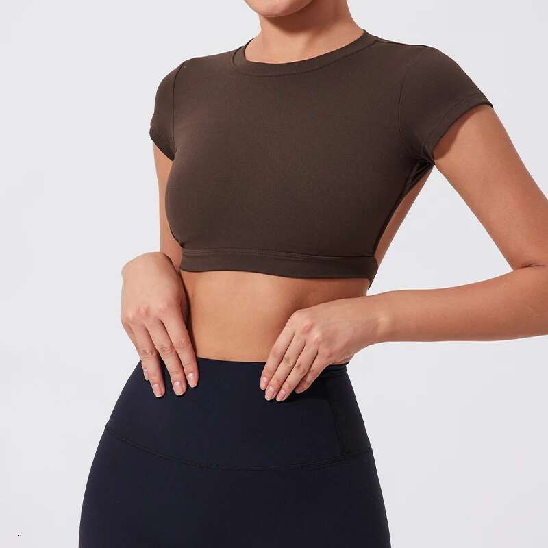 Hearuisavy Sports Shirts Workout Fiess Activewear Female Quick-Dry Yoga Clothes Sport Crop Tops Backless Gym Top Women