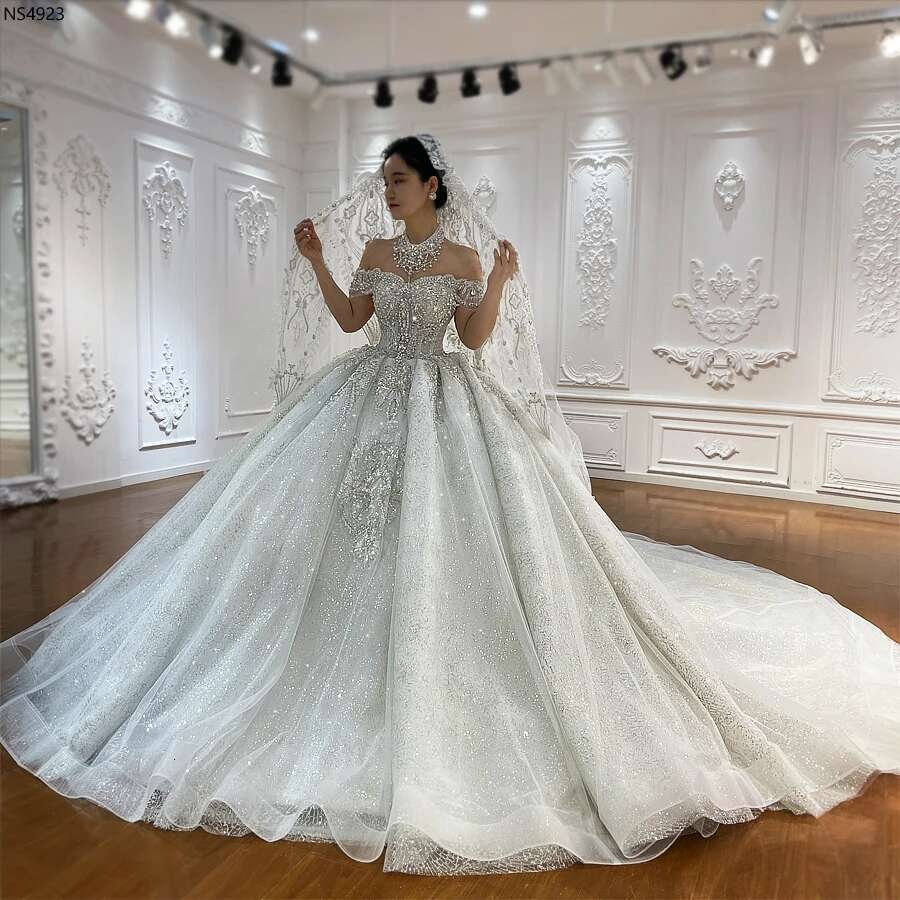 Customized Ns4923 Off The Shoulder Straps Beading Wedding Dress Real Photos 2025