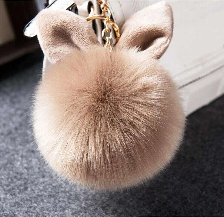 18 Colors Fluffy Fur Pom Keychain Soft Plush Rabbit For Women Girls Charm Bag Pendant Key Chain Jewelry Gifts