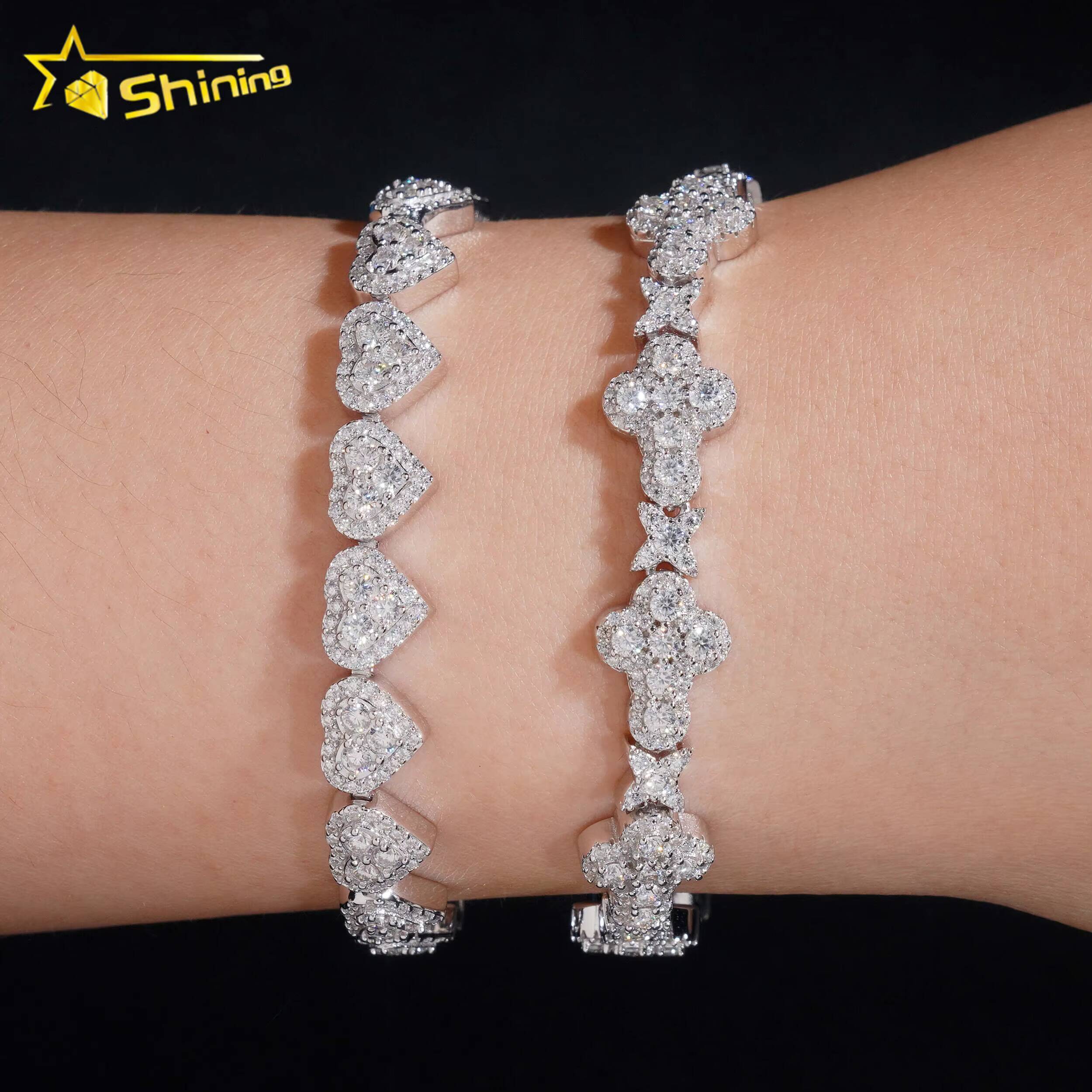 Fast Delivery Heart Iced Out Chain 925 Sterling Silver Pass Diamond Tester GRA Certified VVS Moissanite Bracelets