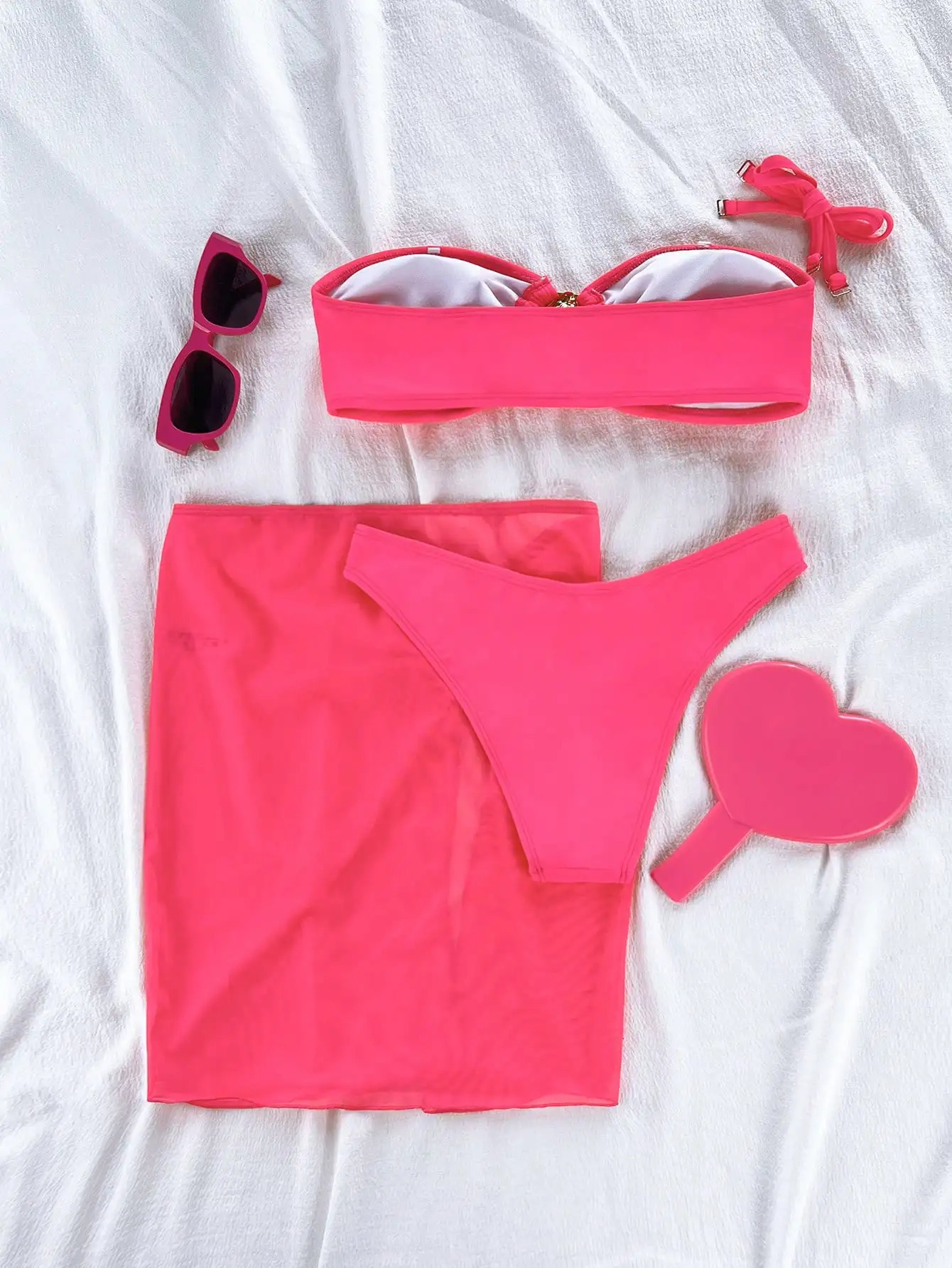 Bikini n split halterneck set summer swimsuit is comfortable for a surf holiday three-piece set 250428
