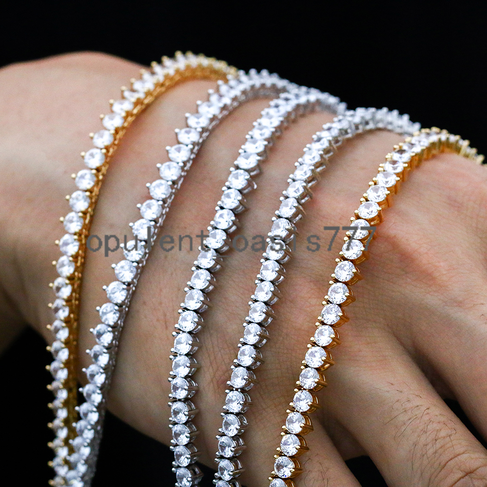 Fashion Jewelry Classic 3 Prong Setting moissanite Diamond Cluster Tennis Chain Necklace for Men Women