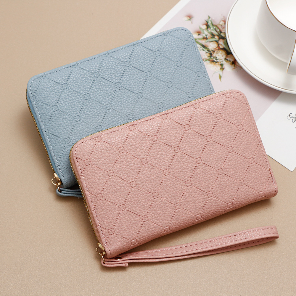Designer Wallet New Solid Color Korean Version Cute Long Zero Wallet Large Capacity Women S Multi Card Zipper Hand Held Mobile Phone Bag Women Luxury 