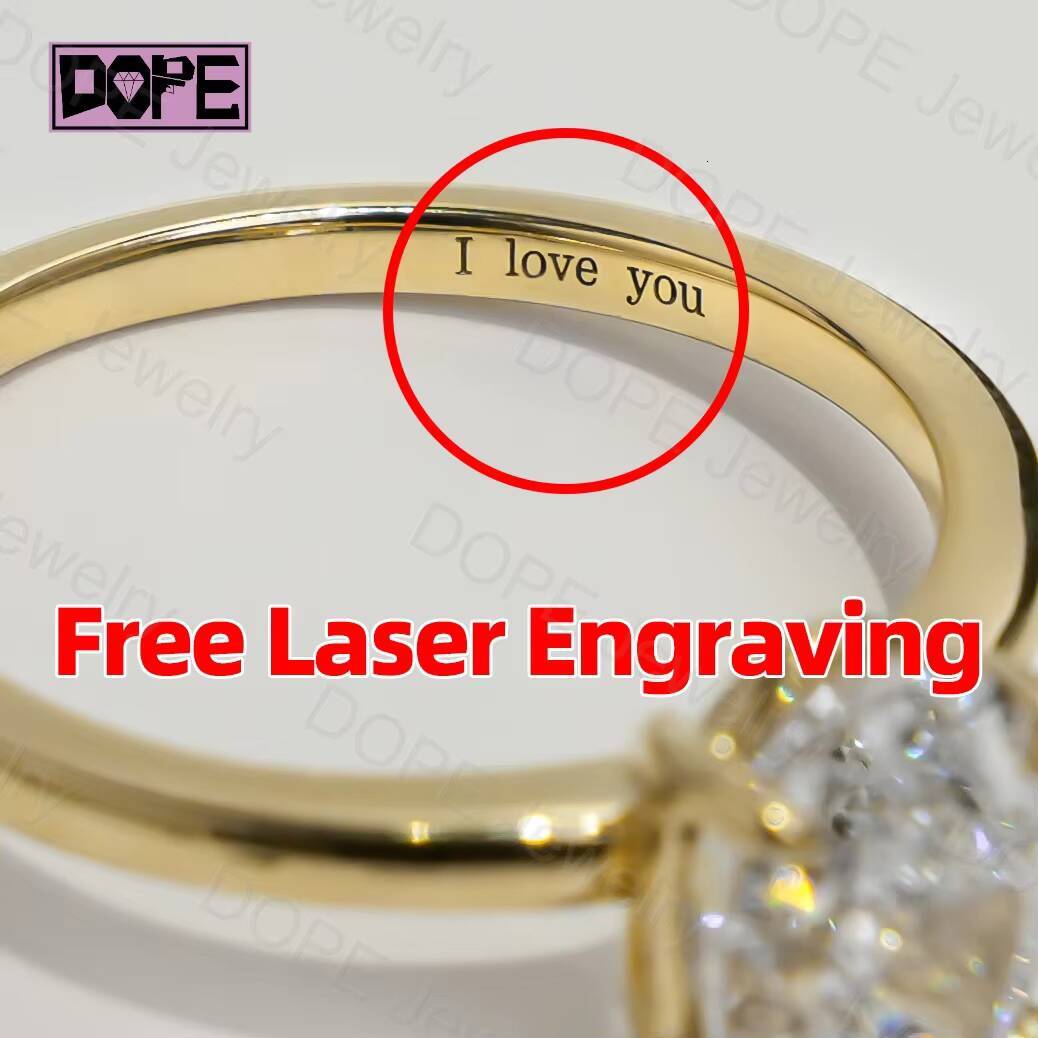 Classic Moissanite Ring 925 Silver 14K Gold Plated VVS 2 Carats Solitaire Iced Out Prong Women Engagement Wedding Ring