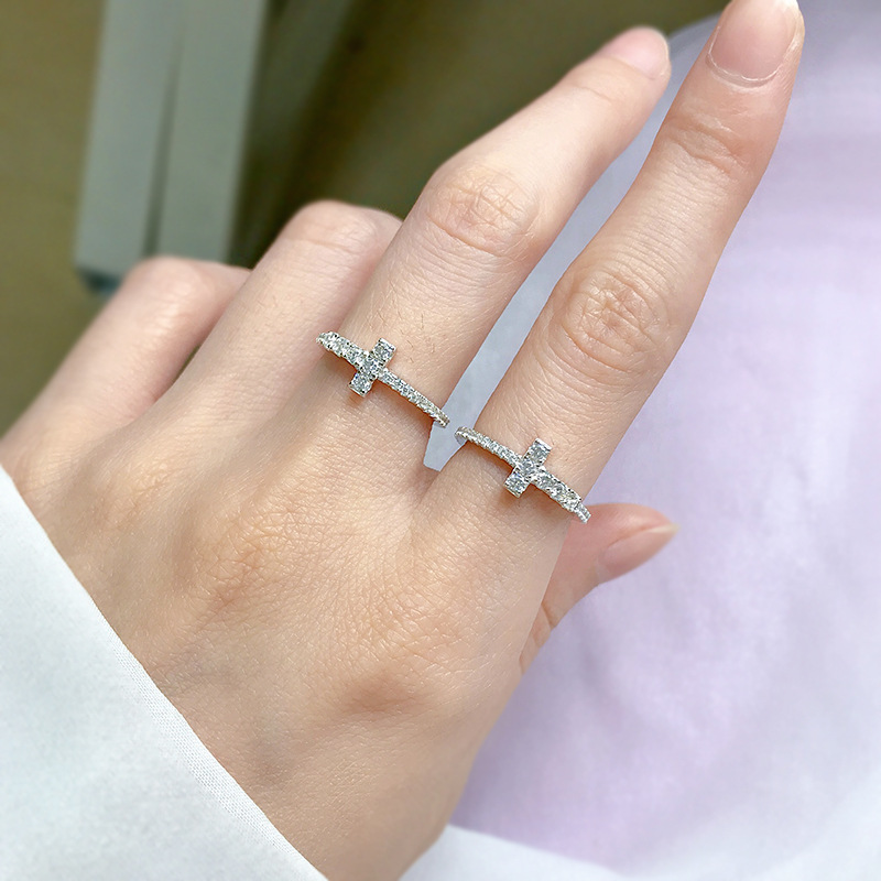 Ins Top Sell Elegant Wedding Rings Sweet Cute Lady Simple Fashion Jewelry Real 100% 925 Sterling Silver Round Stack White Moissanite Diamond Girls Cro
