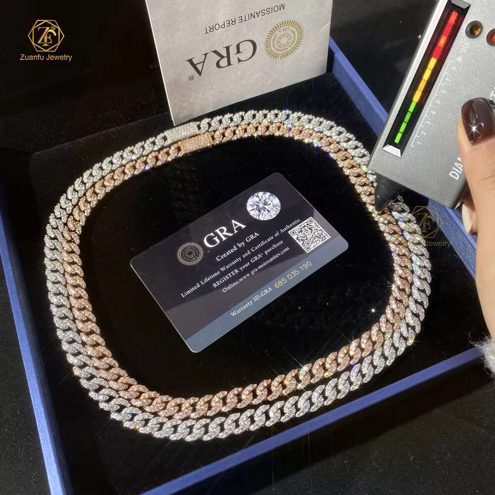 Mens Cuban Link Chain 6mm 8mm 1rows Miami Iced Out Moissanite Cuban Chain 925 Silver Jewelry Sterling Moissanite Cuban Chain