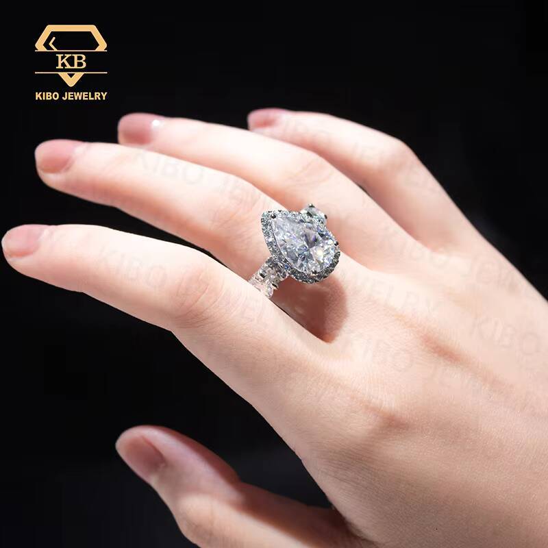 Moissanite Diamond VVS D Color Silver 925 Rings Iced Out Peal Cutting Wedding Engagement Ring High-end Customization Jewelry