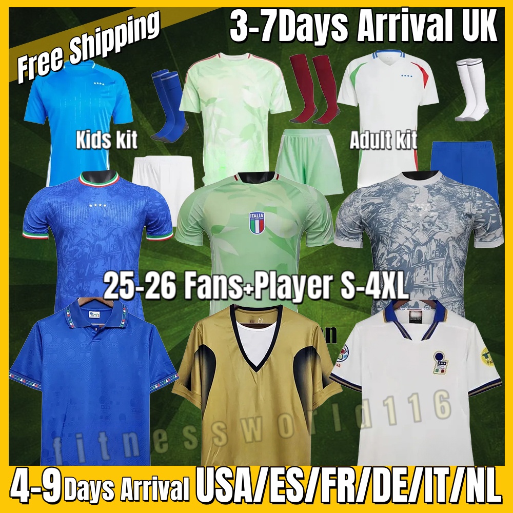 Italy Soccer Jersey 2025 26 Italian National Team ItalyS Classic Retro Football Shirt SCAMACCA IMMOBILE CHIESA RASPADORI JORGINHO BARELLA BASTONI VERRATTI Shirt