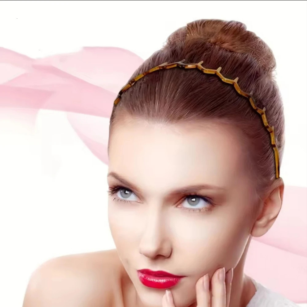 2pcs Black Amber Ripple Anti Slip Headband Anti Drop Resin Long Tooth Design for Men Women Face Washing Skincare Headband 251125