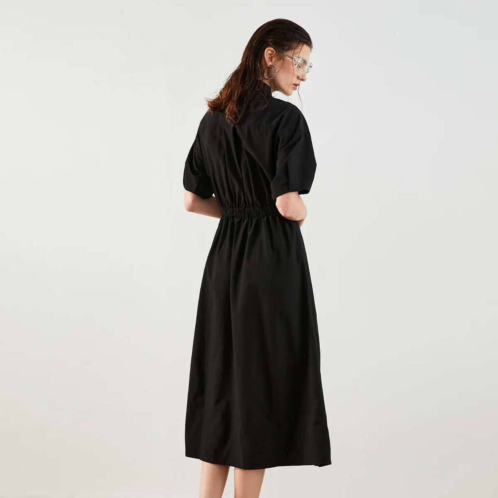 K1431w High-Quality Boutique Polo Collar Flora Casual Clothes Women Dresses Real Silk Dress