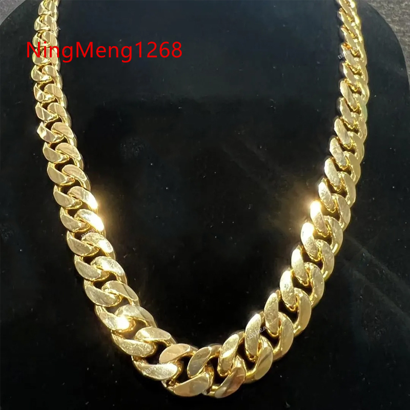 Custom 6MM 8MM 10K 14K Solid Gold Real Gold Cuban Link Chain Moissanite Buckle Bracelet Necklace Fine Jewelry for Men Wome