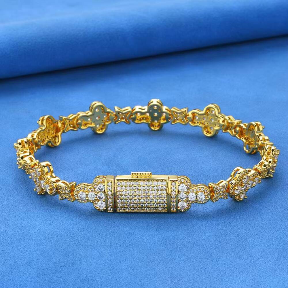 Fashion 10mm 925 Sterling Silver VVS Moissanite Diamond Iced Out Star Cross Link Men Women Bracelet