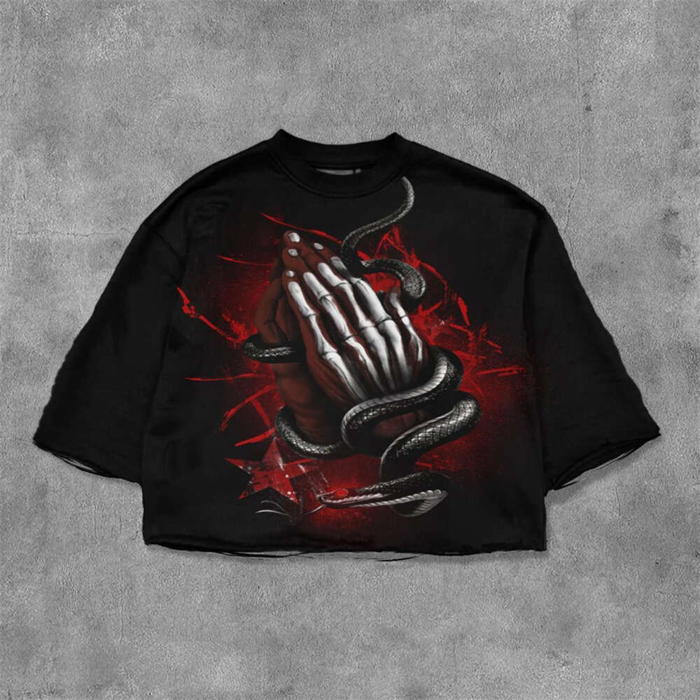 Hip Hop Y2k Mens Clothes Fashion Rapper Streetwear T Shirt Designer Cropped Top Tshirt For Man Womens Harley Quinn Goth Style Short Sleeve Tops Funny Graphic Tee 917